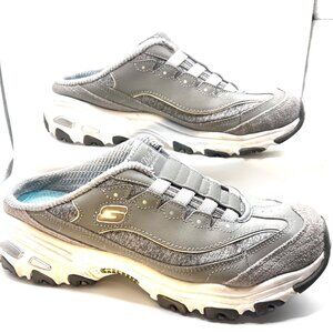 Skechers D Lites Women's 81/2 Gray/White Slip on Sneakers-Air Cooled Memory Foam